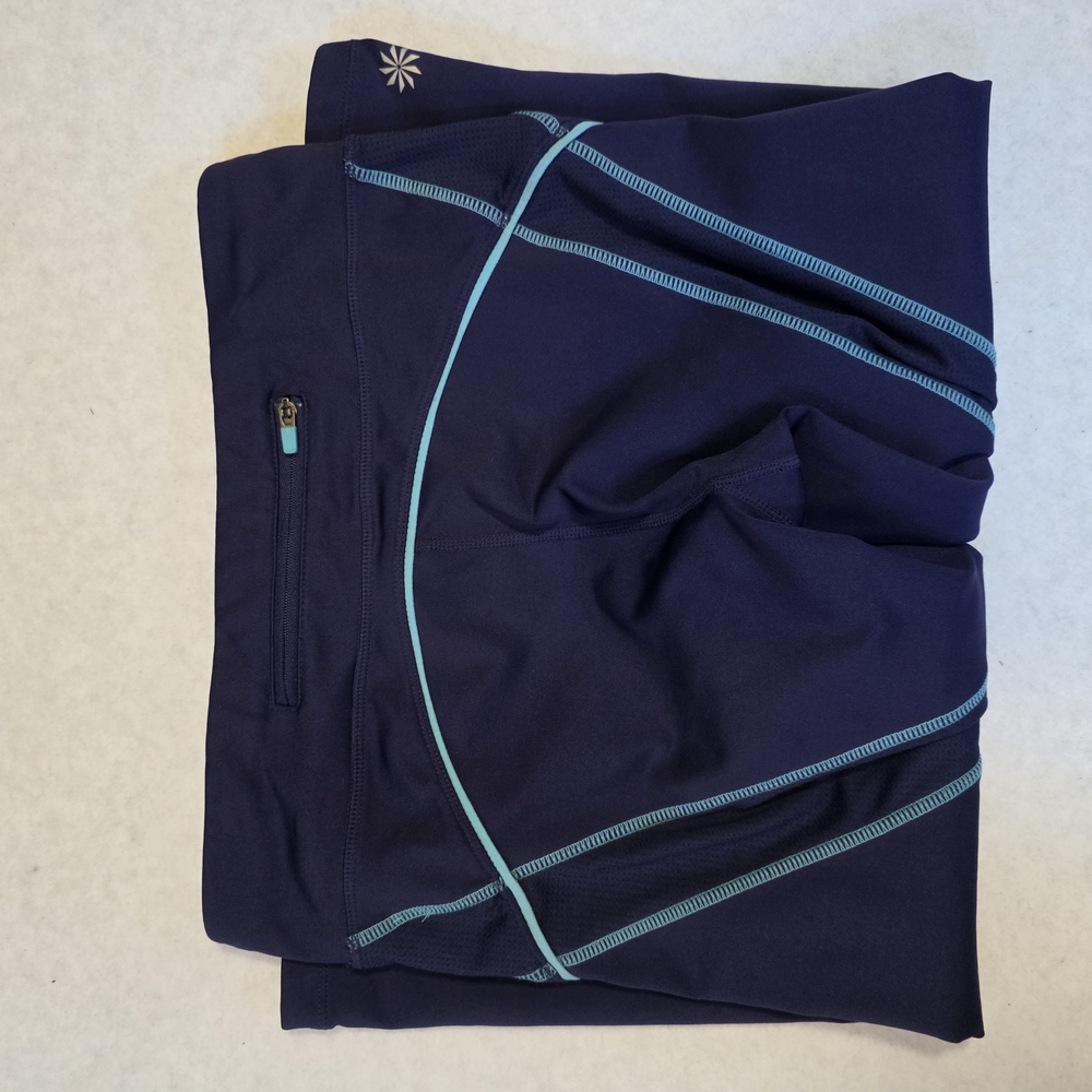 Purple Athleta Crops with Light Blue Accents